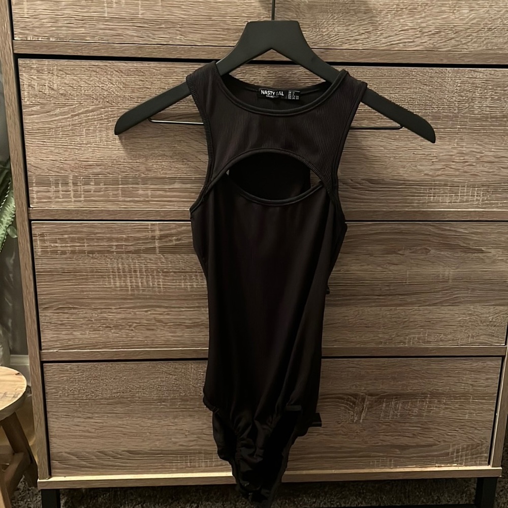 Nasty gal black bodysuit with cut out top
